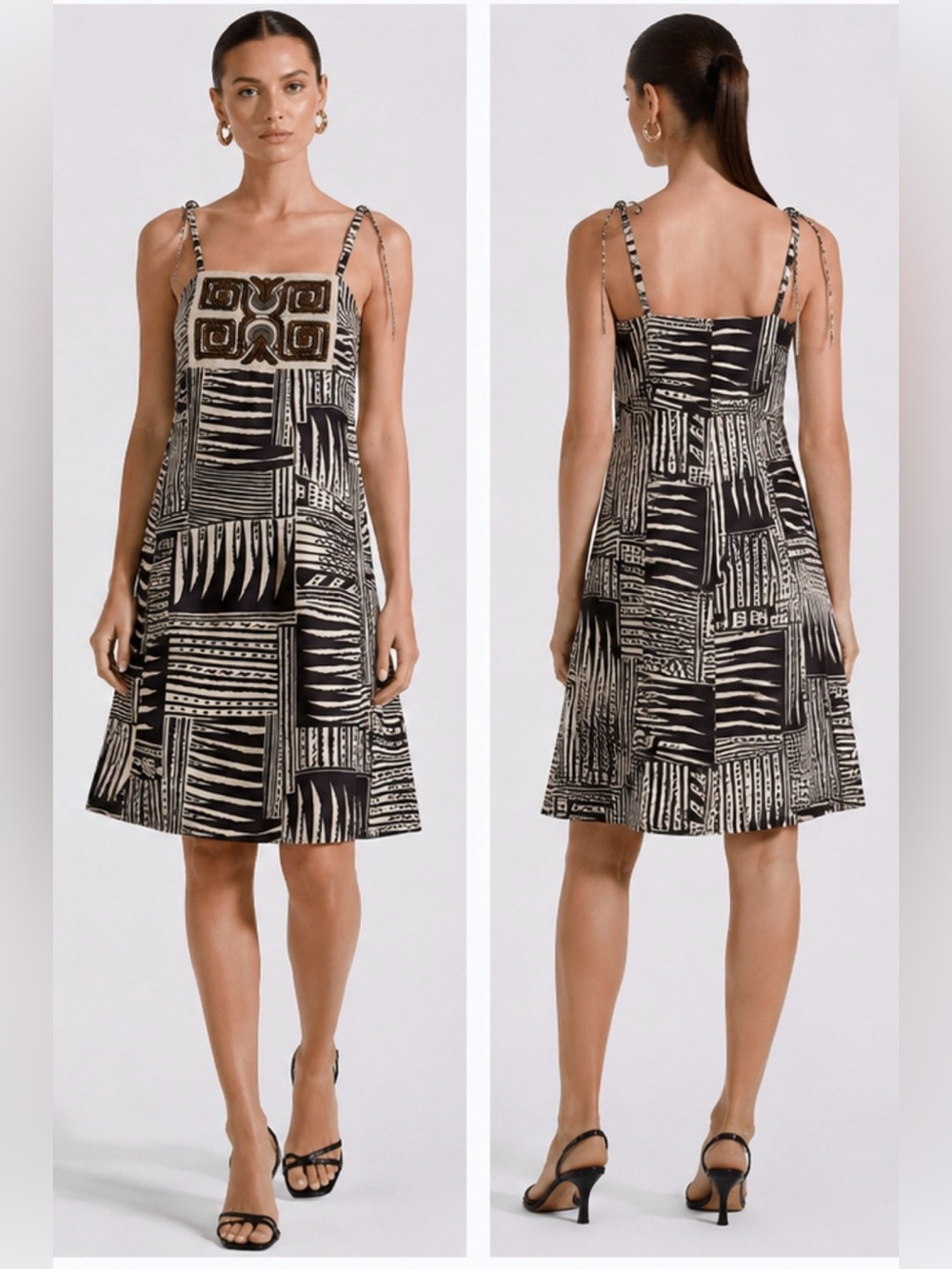 Pollini Made in Italy 100% Silk Embroidered Print Mini Dress Size IT 42 US 8